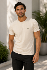 CAMISETA LACOSTE MC MASC BASICA BEGE 056