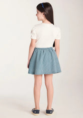 CONJ FEM BL CANEL LACO SAIA PREGAS XAD PETROLEO/OFF WHITE