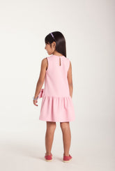 VESTIDO JUMPER TEXTURIZ DET PALA E LACO ROSA CLARO