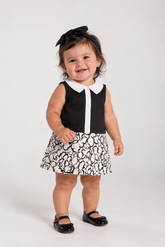 VESTIDO TRICOL DET GOLA REC BARRA RENDA PRETO