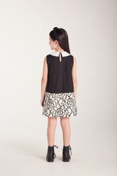 VESTIDO TRICOL DET GOLA REC BARRA RENDA PRETO