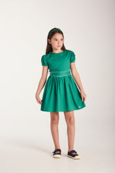 VESTIDO TRICOL RODADO FAIXA P DAR LACO VERDE ESCURO
