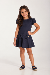 VESTIDO TRICOLINE DET PREGAS C LACO MARINHO