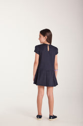 VESTIDO TRICOLINE DET PREGAS C LACO MARINHO