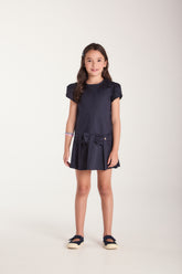 VESTIDO TRICOLINE DET PREGAS C LACO MARINHO