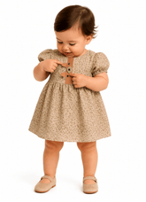 VESTIDO E CALCINHA BB BICHINHOS PELUCIA AREIA