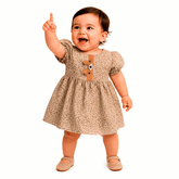 VESTIDO E CALCINHA BB BICHINHOS PELUCIA AREIA