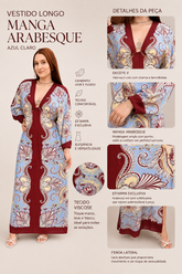 VESTIDO LONGO MANGA ARABESQUE AZUL CLARO
