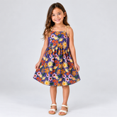 VESTIDO MALHA CAMOMILA FLORES FABULA AZUL
