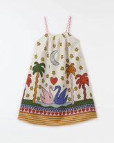 VESTIDO BARRADO PEDALINHO FABULA OFF WHITE