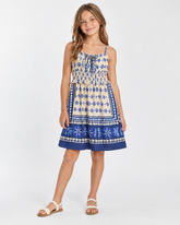 VESTIDO JUV ALCINHA FLORAL BELEZA FUTURA BRANCO/AZUL