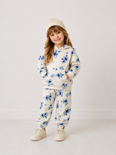 CONJ FEM BLUSAO CAP CALCA FLEECE FLORAL OFF WHITE/AZUL
