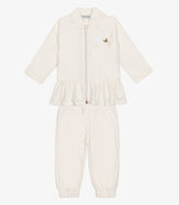 CONJ FEM CASACO ZIPER BAB E CALCA PLUSH OFF WHITE