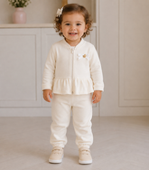 CONJ FEM CASACO ZIPER BAB E CALCA PLUSH OFF WHITE