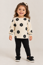 CONJ FEM BLUSAO MLT FLORES STRASS E LEGG VEU/PRETO