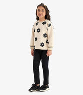 CONJ FEM BLUSAO MLT FLORES STRASS E LEGG VEU/PRETO