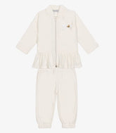 CONJ FEM CASACO ZIPER BAB E CALCA PLUSH OFF WHITE
