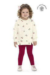 CONJ FEM BLUSAO MLT LINHO FLORES E LEGG OFF WHITE/VERMELHO