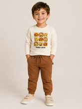 CONJ MAS CAM ML BICHINHOS E CALCA MLT OFF WHITE/MARROM