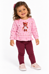 CONJ FEM BLUSAO URSO POA BAB E LEGG ROSA/VINHO