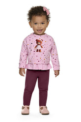 CONJ FEM BLUSAO URSO POA BAB E LEGG ROSA/VINHO