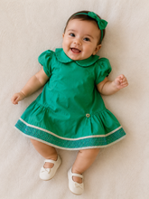 VESTIDO BB TRICOLINE GOLA E BARRA GUIPIR VERDE TURQUESA