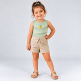 CONJ FEM REG ABACAXI CROCHE E SHORT MLT VERDE/BEGE
