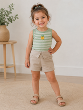 CONJ FEM REG ABACAXI CROCHE E SHORT MLT VERDE/BEGE
