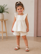 CONJ FEM BATA CAMBRAIA LIST SHORT SATIN AMARELO CLARO/BRANCO