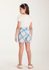 CONJ FEM BL MG BUFANTE CANEL SHORT TRIC ROSA CLARO/OFF WHITE