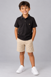 POLO CKJ KIDS MAS MC LOGO CK BORDADO MARROM