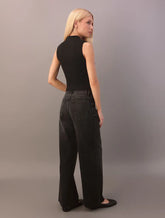 CALCA CKJ FEM JNS WIDE LEG BARRAS A FIO PRETO