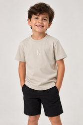 CAMISETA CKJ KIDS MC RUBBER PATCH CAQUI MEDIO