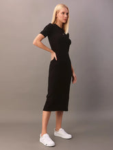VESTIDO CKJ FEM MIDI RIBANA PRETO