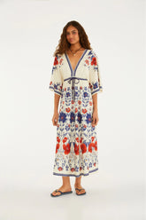 VESTIDO CROPPED FLORAL LINA FARM OFF WHITE