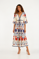 VESTIDO CROPPED FLORAL LINA FARM OFF WHITE