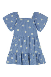 VESTIDO MEIA MALHA LIST EST FLORES AZUL