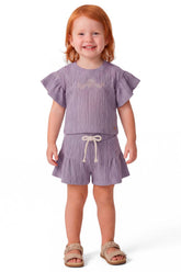 CONJ FEM BL E SHORT CANEL TRAB BORD FLOR LILAS