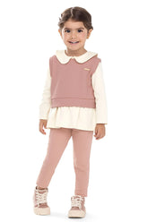 CONJ FEM BL ML GOLA COLETE ALF E LEGGING ROSA/OFF WHITE
