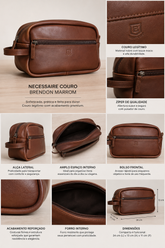 NECESSAIRE COURO BRENDON MARROM