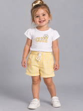 CONJ FEM BL BORD CUTE E SHORT XADREZ OFF WHITE/BAUNILHA