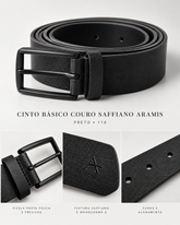 CINTO MAS BASICO COURO SAFFIANO ARAMIS PRETO