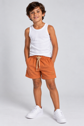 BERMUDA MAS KIDS ALFA VISCOSE BRENDON BEGE ESCURO