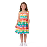 VESTIDO FEM BASIQUINHO FUN FLORES AZUL/LARANJA