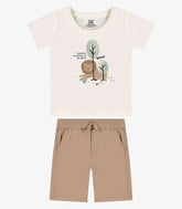CONJ MAS CAM LEAO PEQUENO E BERM SARJA OFF WHITE/WOODS