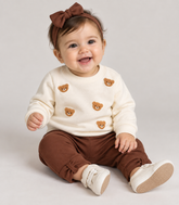 CONJ FEM BLUSAO CARAS UESOS E LEGG RIB OFF WHITE/MARROM