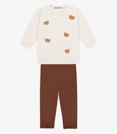 CONJ FEM BLUSAO CARAS UESOS E LEGG RIB OFF WHITE/MARROM