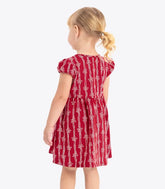 VESTIDO FEM MC LISTRAS COM FLORES VERMELHO