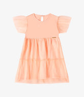 VESTIDO FEM BB MC TULE BRIGHT C GLITTER PESSEGO