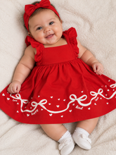 VESTIDO MC DET ELAST LACOS C GLITTER VERMELHO